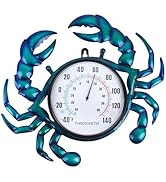 Vewogift 14" Crab Shape Outdoor Thermometer, Indoor Thermometer No Need Battery, Metal Wall Therm...