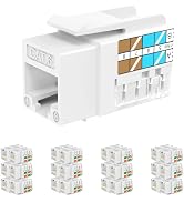Rapink RJ45 Keystone Jack Cat6 10G Support, Cat6 Keystone Jacks UTP 25 Pack for Wall Plate and Pa...