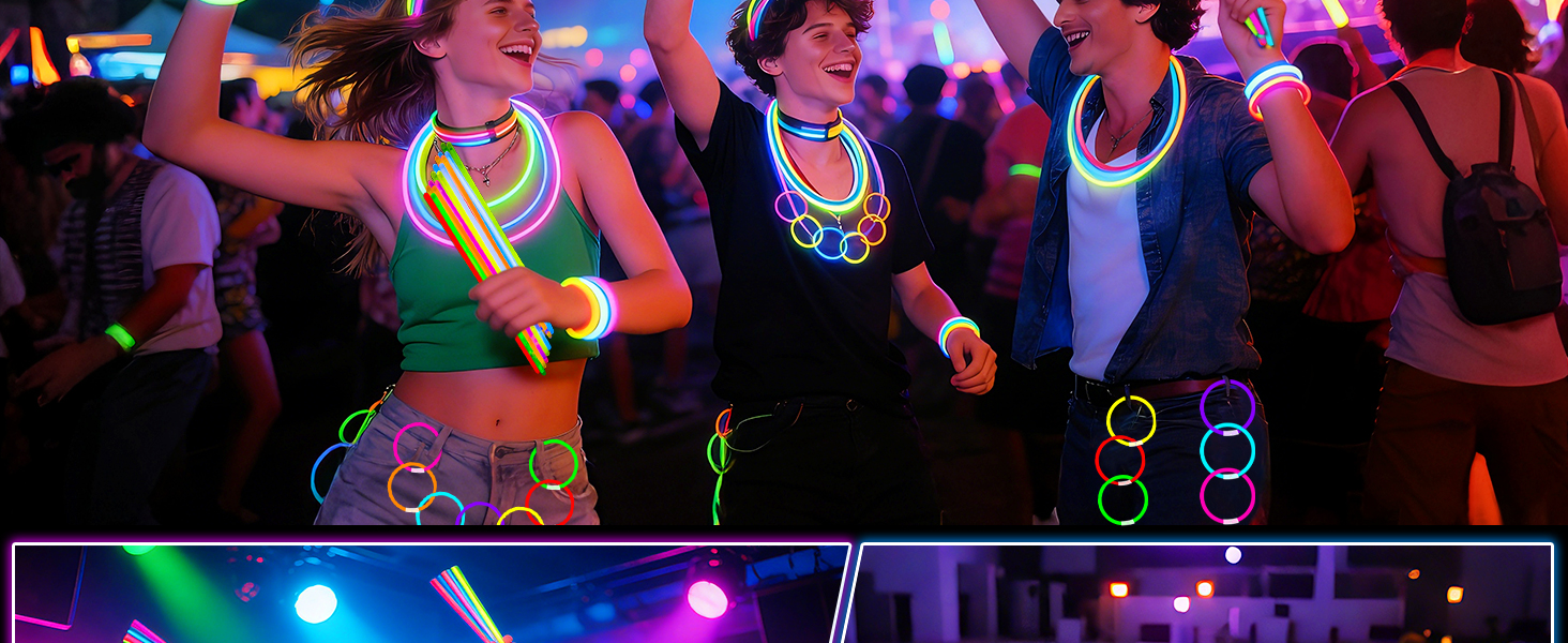 Everyone wore fluorescent bracelets and danced together.