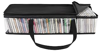 CD Storage Bags - Transparent PVC Media Storage - Water Resistant CD Holder Case with Handles