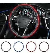 Hiseanllo Carbon Fiber Steering Wheel Cover 3PCS Set – Anti-Slip, Scratch-Resistant, Universal Fi...