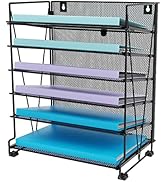 Univivi 6 Tier Letter Tray Paper Organizer,Mesh Desk File Organizer, Tilted Trays Desktop File Or...