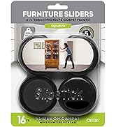 Slipstick 2-1/4 Inch Round Furniture Sliders for Carpet & Rugs (16 Pack) Premium Reusable Furnitu...