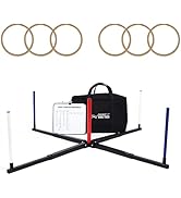 Ring Toss Game Jumbo 48” Expandable Steel Base, 10” Giant Rope Rings, Double-Sided Scoreboard wit...