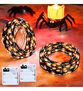 cshare Orange Fairy Lights Battry Operated with Timer Waterproof, Halloween String Lights for Out...