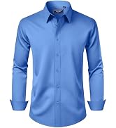 Alimens & Gentle Men's Dress Shirt Regular Fit Stretch Stain Shield Long Sleeve Solid Business We...
