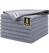 HOMERHYME Microfiber Cleaning Cloth, Premium 8 Pack Cleaning Towels, Lint-Free Streak-Free Ultra ...