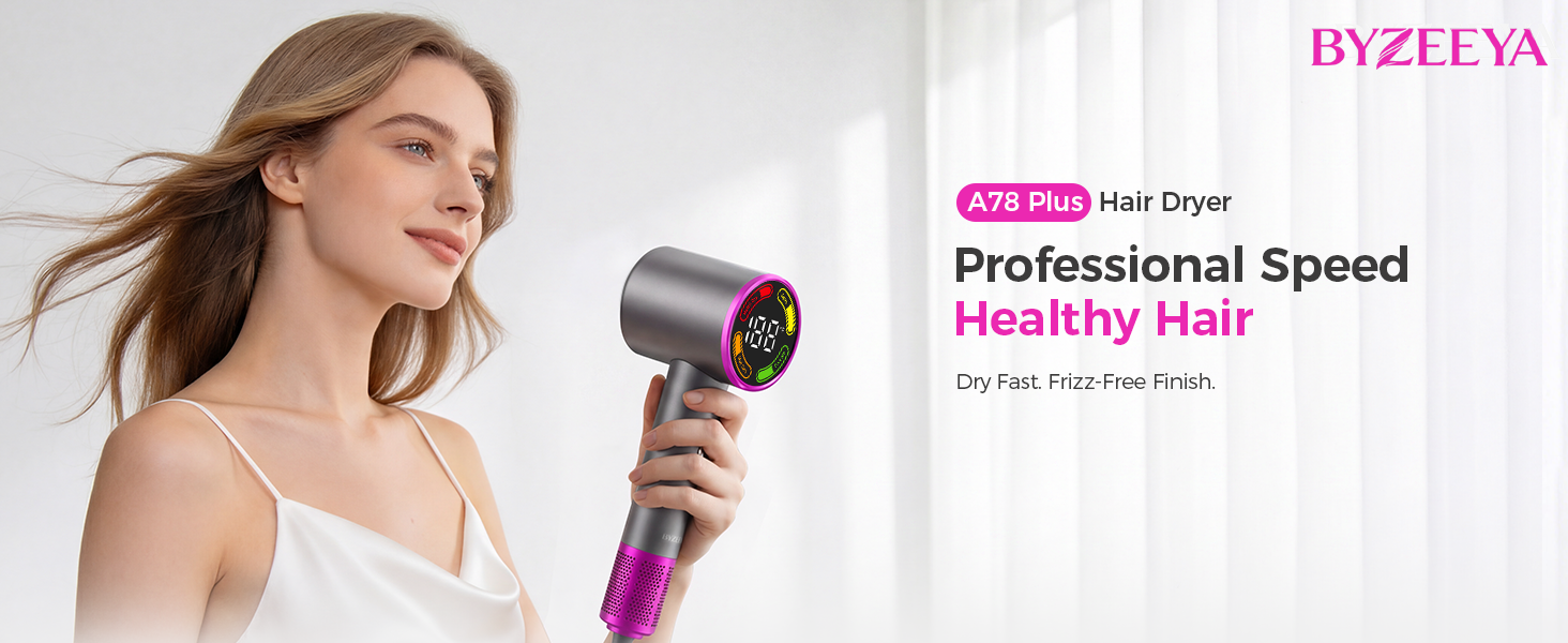 High-Speed Professional Hair Dryer with Diffuser, Ionic Blow Dryer, Fast Drying, Frizz-Free Finish.