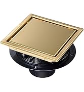 SaniteModar Shower Drain, 6 inch Shower Floor Square Drain with Flange, 2 in 1 Panel SUS 304 Stai...