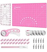 Headley Tools Rotary Cutter Set - 45mm Fabric Cutter, 5 Replacement Rotary Blades, A3 Cutting Mat...
