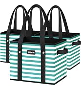DSDCDJ Reusable Grocery Bags 3 Pack - Heavy Duty Reusable Shopping Bags with Hard Bottom & Long H...
