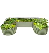 17" Tall U-Shape Raised Garden Bed Metal Raised Planter Bed for Vegetables Flowers Ground Planter...