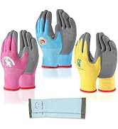 SLARMOR Kids-Gardening-Gloves for Age 3-12, Rubber-Coated Garden Yard Work-Gloves for Children To...