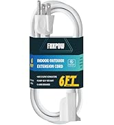 FNXPOW Indoor Outdoor Extension Cord, 12 Gauge 3 Prong Weatherproof Heavy Duty White Extension Co...