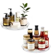 LAMU 2 Pack Lazy Susan Organizer, 9'' Clear Lazy Susan Turntable for Cabinet, Fridge, Kitchen, Pa...