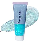 Go Ho Ice Blue Body Glitter,Singer Concerts Face Glitter Makeup,Holographic Chunky Sequins Glitte...