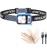WSSBOND LED Rechargeable Headlamp with LCD Display, Ultra-Light 3 Colors Headlamp with Motion Sen...