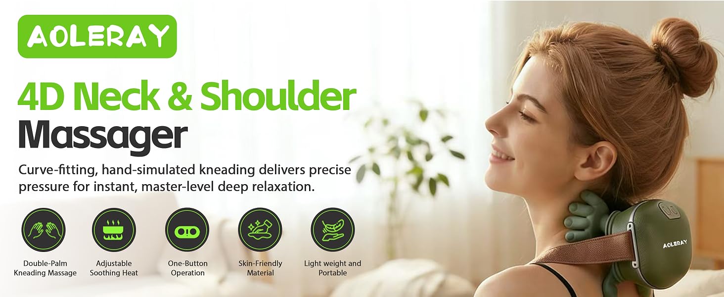 Portable neck and shoulder massager heated neck and back massager back and neck massager
