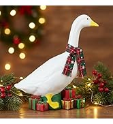 MEKOTRIN Desk Goose 7 Inches, White Mini Porch Goose, Lifelike Resin Goose Decor for Home Garden