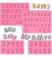 JOERSH 4PCS Silicone Letter Molds, Non-Stick 26 Letters and 0-9 Numbers Fondant Chocolate Molds f...