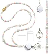 Disstong Beaded Breakaway Lanyard for ID Badges - Retractable Teacher Lanyard, Cute Women Keychai...