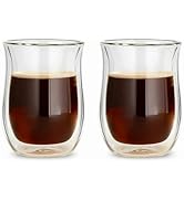 Easyworkz Double Walled Glass Coffee Mugs,Set of 2 (8.5 fl oz / 250ml) - Clear Borosilicate Glass...