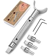 FOUSNOW Leather Swivel Knife, Leather Engraving Knife with Extended Handle, 3 Replaceable Blades ...