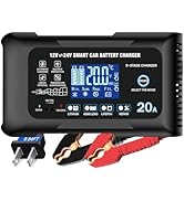 12V/20-Amp and 24V/10-Amp Car Battery Charger, Smart Lithium LIFEPO4,Lead Acid (AGM/Gel/SLA) Char...