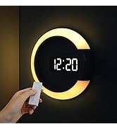 mooas Mood Light LED Silent Digital Wall Clock with Remote, Backlit Nightlight, Modern Digital LE...