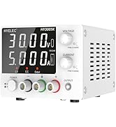 HYELEC Variable DC Power Supply, 0-30V 0-5A, Bench Power Supply with Encoder Knob, 4-Digit LED Di...