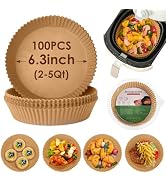 Air Fryer Disposable Paper Liner, 100Pcs Air Fryer Airfryer Parchment Paper Liners Round, Non-sti...