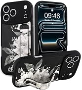 Jefonha Compatible with iPhone 17 Pro Max Case with Strap, Cute Aesthetic Floral Flowers Phone Ca...