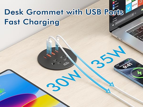 desktop power grommet usb c 35W