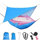 UTEBIT Camping Hammock, Portable Hammock with Mosquito Net, Rainfly Cover, Single Double Hammock ...
