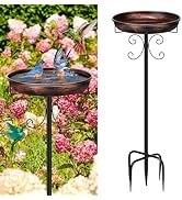 Daoeny 35In Metal Bird Bath for Outside, Vintage Freestanding Birdbaths & Birdfeeder, Bird Baths ...