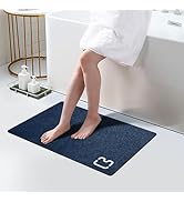 Diatomaceous Earth Bath Mat Rugs 23.6 x 15.7 inch, Quick Dry Super Absorbent Non Slip Rubber Bott...