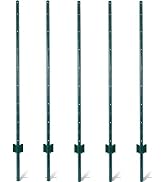 Donext 5 Pcs 5 Feet Sturdy Duty Metal Fence Post, Fence Post with U-Channel, Steel Fence U-Post f...