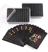 LotFancy Plastic Playing Cards, 2 Decks - Cool Black Poker Cards with Plastic Cases, Waterproof, ...