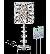 Crystal Table Lamp for Bedroom Touch - Silver Bedside Lamp 3-Way Dimmable Glam Lamp for Nightstan...