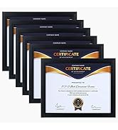 ELSKER&HOME 8.5x11 Picture Frame - Certificate Document Frame 6 Pack with Semi-Tempered Glass - B...