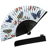 Salutto Handheld Floral Pattern Fabric Fans Summer Cools Perfect for Weddings, Parties and Church...