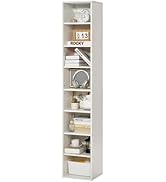 VEVOR 8 Tiers Narrow Bookshelf, 71 in Wooden Tall Open Bookcase with Height-Adjustable Shelf, Fre...