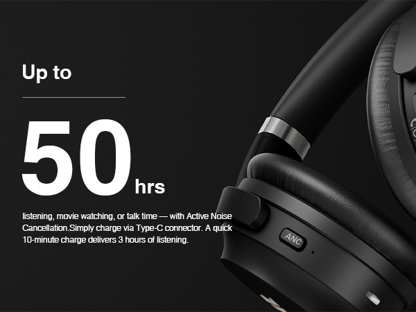 50h playtime bluetooth headphones
