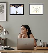 ELSKER&HOME 11x14 Diploma Frame 6 Pack, Diploma Frames 8.5x11 with Mat or 11x14 Document Frame wi...