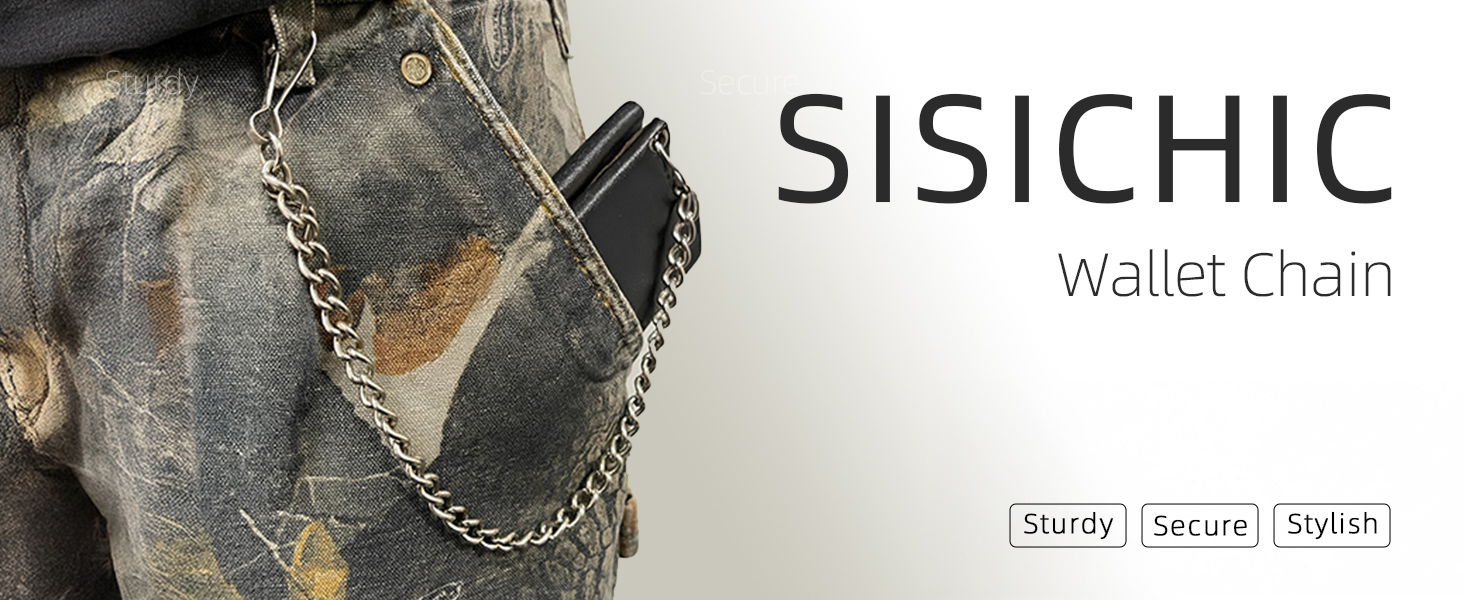 SISICHIC Wallet Belt Chain Sturdy Chain Secure Clasp Stylish Design Cool Punk Goth Y2k Pants Bag