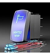 Rocker Switch Lighted Whip,Laser Etched Toggle Switch ON/Off SPST 5Pin 12V 24V Switch Jumper Wire...