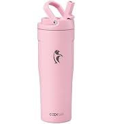 Coolflask 32 oz Insulated Water Bottle, Slim Tumblers with Straw Lid & Handle, Fits Car Cup Holde...