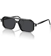 gesruny Men’s Aviator-Style Acetate Sunglasses – Angular Frame with Double Bridge, Spring-Hinge T...