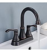 VALISY Lead-Free Antique 2 Handle Oil Rubbed Bronze Bathroom Sink Faucet, 360° Swivel High-Arc Sp...