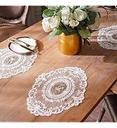 ARTABLE Lace Doily Placemats Round Lace Place Doilies Embroidered Flower Cup Mat Vase Mat for Tab...